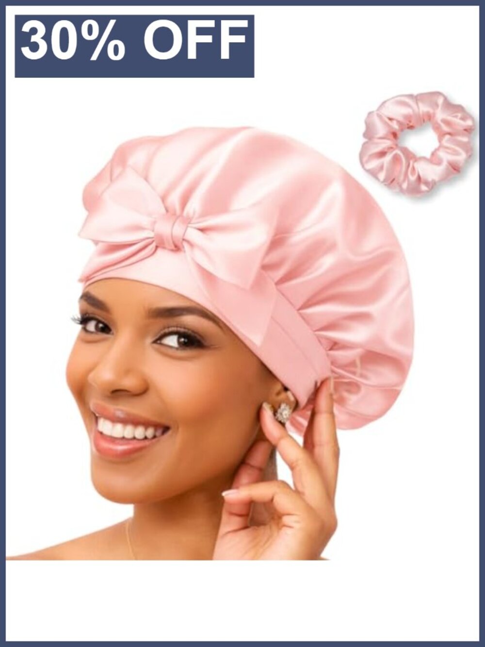 100% Mulberry Silk Bonnet Adjustable Sleep Cap 19 Momme Hair Protection